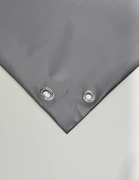 PVC matt mit Saum und Ovalösen alle 50cm, steingrau
