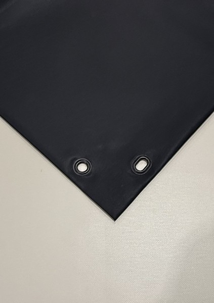 PVC matt mit Canvas-Maserung mit Saum und Ovalösen alle 50cm, Midnight Black