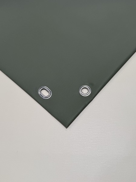 PVC matt mit Canvas-Maserung mit Saum und Ösen alle 50cm, Scandinavian Green