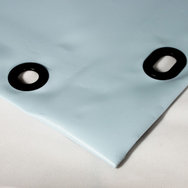 PVC matt mit Saum und Ösen alle 50cm, taubenblau