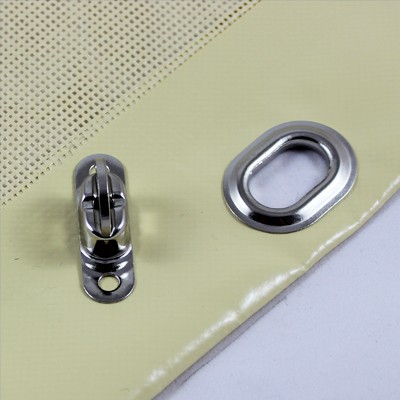PVC Netz mit Saum und Ovalösen alle 1m, beige, inkl. Drehwirbel