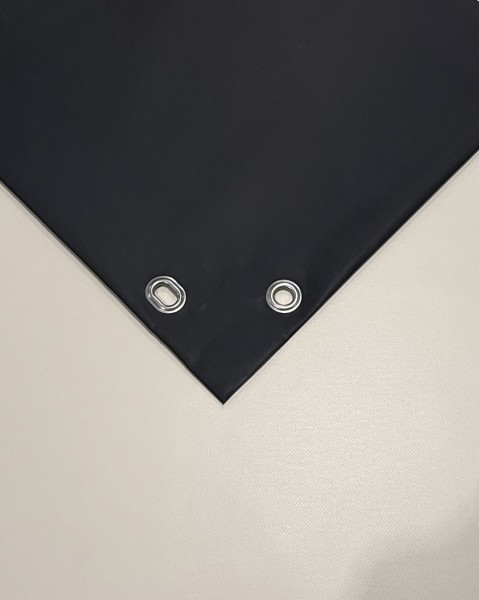 PVC matt mit Canvas-Maserung mit Saum und Ösen alle 50cm, Midnight Black