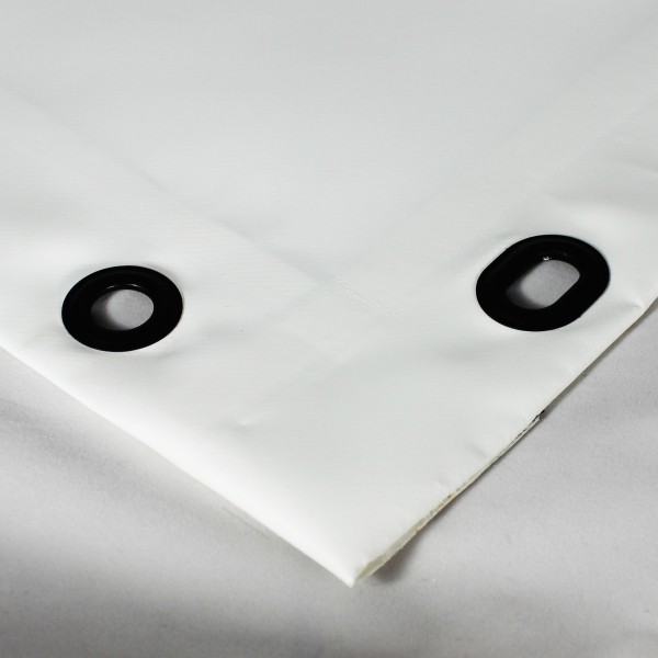 PVC matt mit Saum und Ösen alle 100cm, weiß
