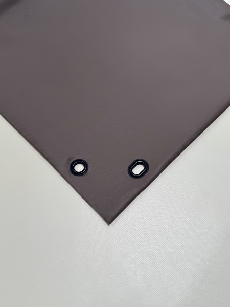 PVC matt mit Canvas-Maserung mit Saum und Ovalösen alle 100cm, Raw Taupe