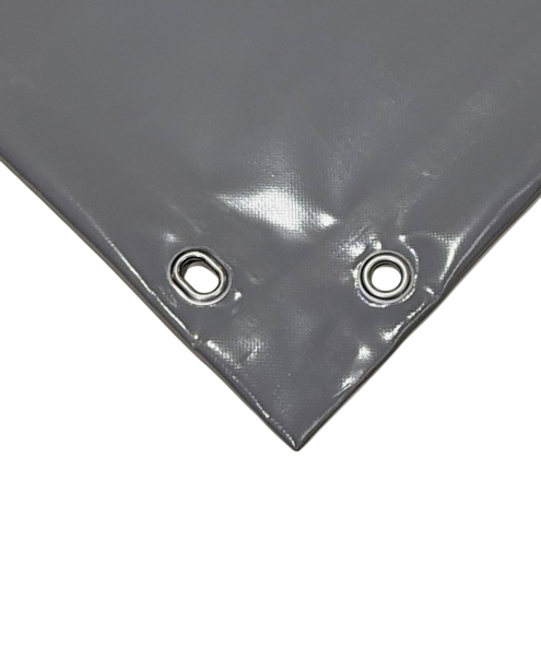 mit Saum und Ovalösen alle 1m, staubgrau, inkl. Drehwirbel