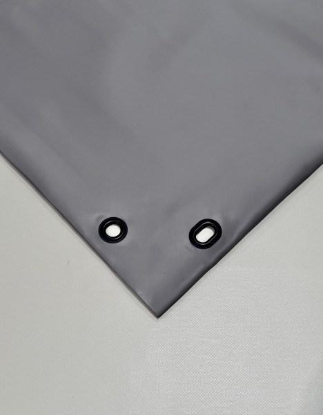 PVC matt mit Saum und Ösen alle 50cm, steingrau