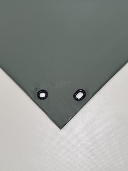 PVC matt mit Canvas-Maserung mit Saum und Ovalösen alle 50cm, Scandinavian Green